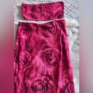 Pink Floral Skirt set